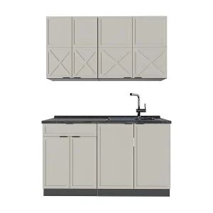 Eenpersoonskeuken grijs/beige/antraciet 140x60x81.6 fame-line