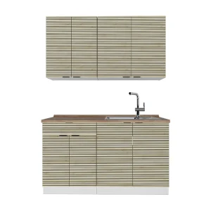 Eenpersoonskeuken eiken paneel/wit 140x60x81.6 fame-line Eenpersoonskeuken eiken paneel/wit 140x60x81.6 fame-line