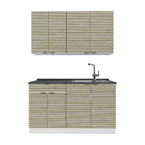 Eenpersoonskeuken eiken paneel/wit 140x60x81.6 fame-line
