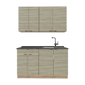 Eenpersoonskeuken eiken paneel/goudkraft eik 140x60x81.6 fame-line Eenpersoonskeuken eiken paneel/goudkraft eik 140x60x81.6 fame-line