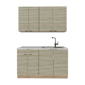 Eenpersoonskeuken eiken paneel/goudkraft eik 140x60x81.6 fame-line Eenpersoonskeuken eiken paneel/goudkraft eik 140x60x81.6 fame-line