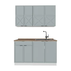 Eenpersoonskeuken licht blauw-grijs/wit 140x60x81.6 fame-line Eenpersoonskeuken licht blauw-grijs/wit 140x60x81.6 fame-line