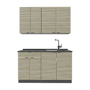 Eenpersoonskeuken eiken paneel/antraciet 140x60x81.6 fame-line Eenpersoonskeuken eiken paneel/antraciet 140x60x81.6 fame-line