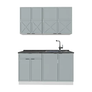 Eenpersoonskeuken licht blauw-grijs/wit 140x60x81.6 fame-line Eenpersoonskeuken licht blauw-grijs/wit 140x60x81.6 fame-line
