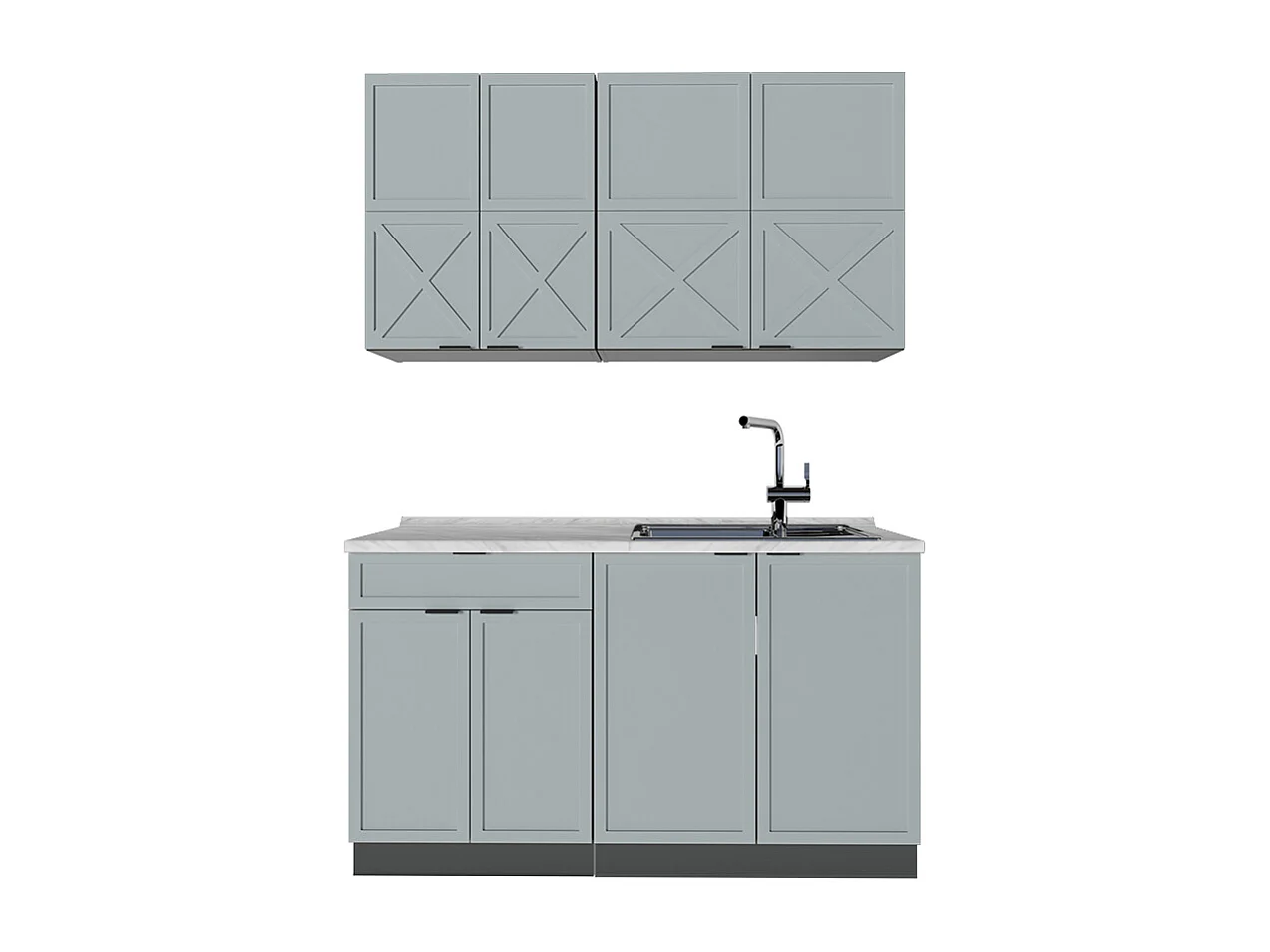 Eenpersoonskeuken licht blauw-grijs/antraciet 140x60x81.6 fame-line