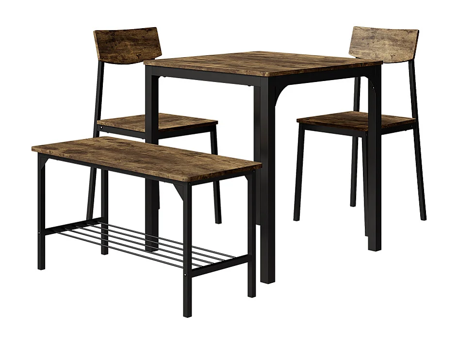 Eettafelset zwart/eiken rustiek 70x70x75 fyrk