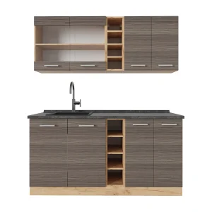 Eenpersoonskeuken edel grijs/gouden eik 160x60x81.6 r-line