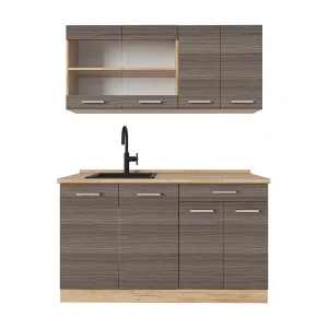 Eenpersoonskeuken edel grijs/gouden eik 140x46x81.6 r-line