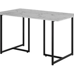 Eettafel zwart/marmer-wit 140x80x75 merido Eettafel zwart/marmer-wit 140x80x75 merido