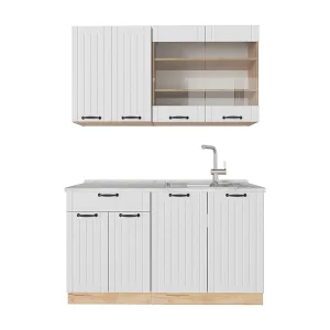 Eenpersoonskeuken wit landhuis 140x60x81.6 fame-line Eenpersoonskeuken wit landhuis 140x60x81.6 fame-line