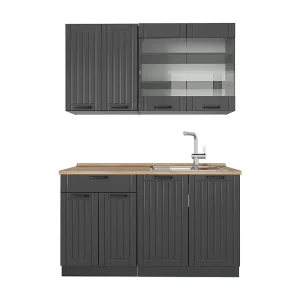 Eenpersoonskeuken donkergrijs 140x60x81.6 fame-line Eenpersoonskeuken donkergrijs 140x60x81.6 fame-line