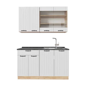 Eenpersoonskeuken wit landhuis 140x46x81.6 fame-line Eenpersoonskeuken wit landhuis 140x46x81.6 fame-line