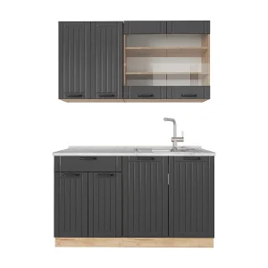 Eenpersoonskeuken donkergrijs 140x60x81.6 fame-line Eenpersoonskeuken donkergrijs 140x60x81.6 fame-line