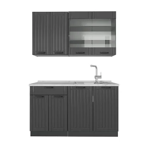 Eenpersoonskeuken donkergrijs 140x60x81.6 fame-line Eenpersoonskeuken donkergrijs 140x60x81.6 fame-line