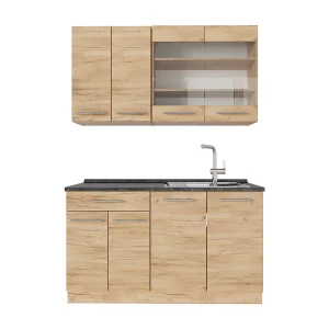 Eenpersoonskeuken krachtige eik goud 140x60x81.6 fame-line Eenpersoonskeuken krachtige eik goud 140x60x81.6 fame-line
