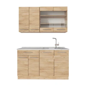 Eenpersoonskeuken krachtige eik goud 140x60x81.6 fame-line Eenpersoonskeuken krachtige eik goud 140x60x81.6 fame-line
