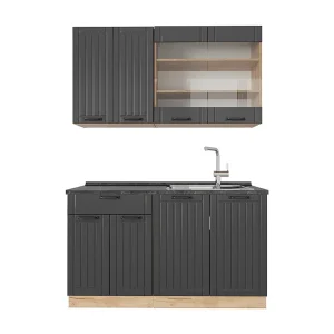 Eenpersoonskeuken donkergrijs 140x60x81.6 fame-line Eenpersoonskeuken donkergrijs 140x60x81.6 fame-line