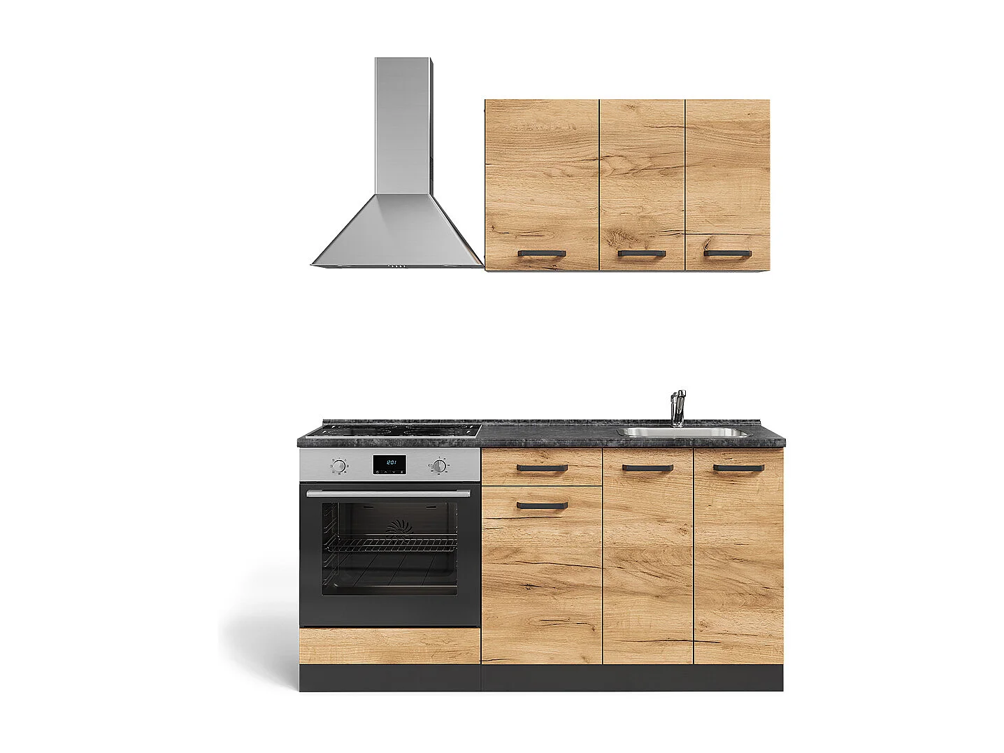 Eenpersoonskeuken eik goud/antraciet 160x46x81.6 r-line