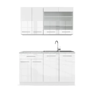 Eenpersoonskeuken wit hoogglans/wit 140x46x81.6 fame-line