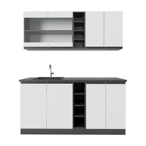 Eenpersoonskeuken wit/antraciet 160x46x81.6 r-line Eenpersoonskeuken wit/antraciet 160x46x81.6 r-line