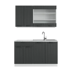 Eenpersoonskeuken antraciet landhuis/wit 140x46x81.6 fame-line Eenpersoonskeuken antraciet landhuis/wit 140x46x81.6 fame-line