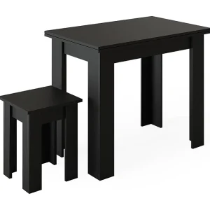 Eettafel met stoel zwart 90x60x76.6 roman