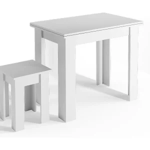 Eettafel met stoel wit 90x60x76.6 roman