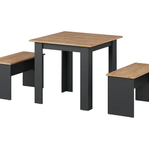 Eettafel set antraciet/gouden eik 80x80x73 sentio Eettafel set antraciet/gouden eik 80x80x73 sentio