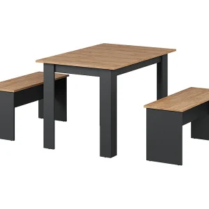 Eettafel set antraciet/gouden eik 112×73.6×73 sentio Eettafel set antraciet/gouden eik 112×73.6×73 sentio