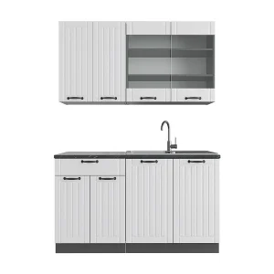 Eenpersoonskeuken landhuis wit/antraciet 140x60x81.6 fame-line Eenpersoonskeuken landhuis wit/antraciet 140x60x81.6 fame-line