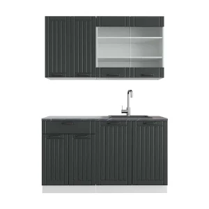 Eenpersoonskeuken antraciet landhuis/wit 140x60x81.6 fame-line Eenpersoonskeuken antraciet landhuis/wit 140x60x81.6 fame-line