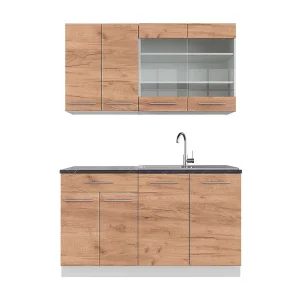 Eenpersoonskeuken eik goud/wit 140x60x81.6 fame-line Eenpersoonskeuken eik goud/wit 140x60x81.6 fame-line