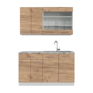 Eenpersoonskeuken eik goud/wit 140x60x81.6 fame-line Eenpersoonskeuken eik goud/wit 140x60x81.6 fame-line