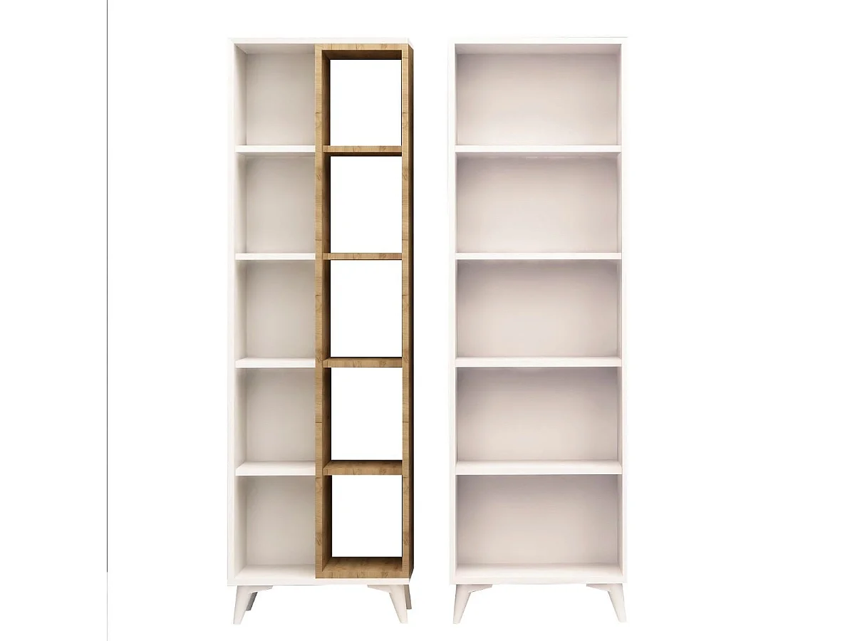 Etagère 15 planken eiken en wit decor H162 cm - Potenza