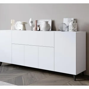 Dressoir PHUKET 180 cm, binnenkast, commode met grote capaciteit, dressoir op poten, kleur mat wit