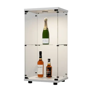 Dubbelwandige glazen vitrinekast met deur, vrijstaande boekenkast voor woonkamer, slaapkamer of kantoor, 40,4*36,5*86,2 cm, wit Dubbelwandige glazen vitrinekast met deur, vrijstaande boekenkast voor woonkamer, slaapkamer of kantoor, 40,4*36,5*86,2 cm, wit