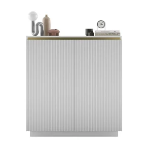 Dressoir met 2 deuren – corpus wit mat, geribbelde fronten wit mat – 110,8 cm, op sokkel Dressoir met 2 deuren – corpus wit mat, geribbelde fronten wit mat – 110,8 cm, op sokkel