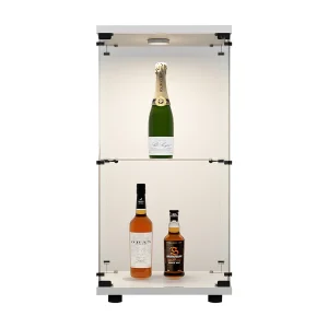 Dubbelwandige glazen vitrinekast met deur, vrijstaande boekenkast voor woonkamer, slaapkamer of kantoor, 40,4*36,5*86,2 cm, wit Dubbelwandige glazen vitrinekast met deur, vrijstaande boekenkast voor woonkamer, slaapkamer of kantoor, 40,4*36,5*86,2 cm, wit