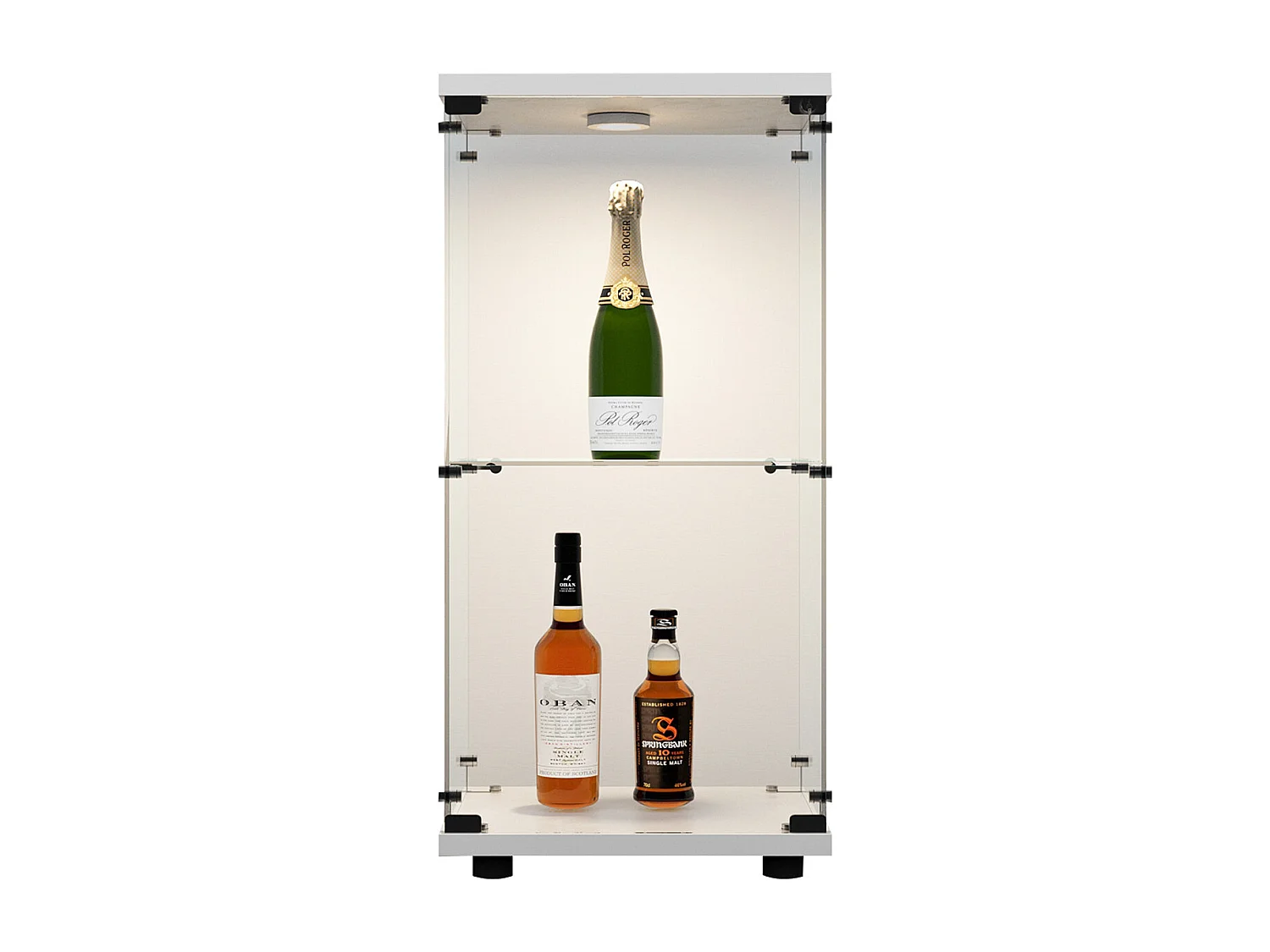 Dubbelwandige glazen vitrinekast met deur, vrijstaande boekenkast voor woonkamer, slaapkamer of kantoor, 40,4*36,5*86,2 cm, wit