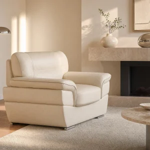 Fauteuil van leer THIBAULT – ivoor Fauteuil van leer THIBAULT – ivoor