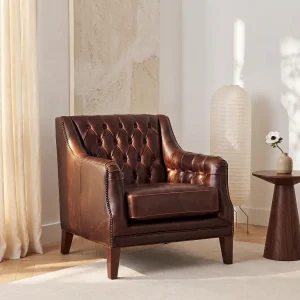 Leren fauteuil COLBERT – Bruin Leren fauteuil COLBERT – Bruin