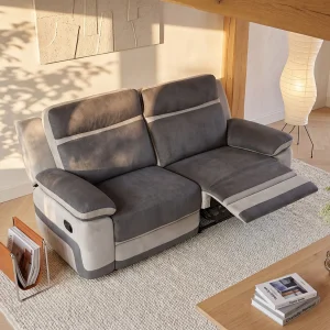 Driezits relaxbank van microvezel TALCA – Antraciet en licht grijs Driezits relaxbank van microvezel TALCA – Antraciet en licht grijs
