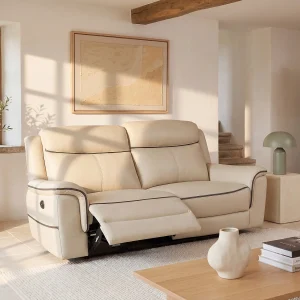 Elektrische tweezits relaxbank leer ANGELIQUE – Zwart/ wit Elektrische tweezits relaxbank leer ANGELIQUE – Zwart/ wit