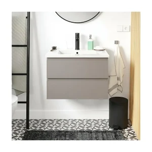 Enkele wastafelset 60cm met keramische bovenkant en zwarte kraan SORRENTO Enkele wastafelset 60cm met keramische bovenkant en zwarte kraan SORRENTO