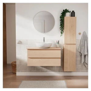 Enkele wastafelmeubelset 80 cm + wastafel + kraan + spiegel + SORRENTO kolom Enkele wastafelmeubelset 80 cm + wastafel + kraan + spiegel + SORRENTO kolom