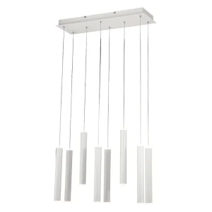 Fabas Luce Prado 8-lichts hanglamp – 52W dimbare LED – Mat wit Lineair design Fabas Luce Prado 8-lichts hanglamp – 52W dimbare LED – Mat wit Lineair design