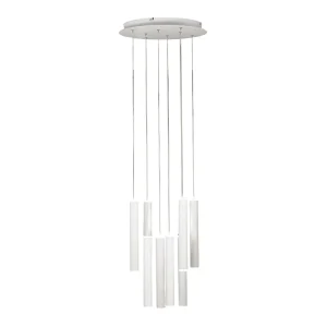 Fabas Luce Prado 8-lichts ronde hanglamp – 52W dimbare LED – matwitte ronde plafondrozet Fabas Luce Prado 8-lichts ronde hanglamp – 52W dimbare LED – matwitte ronde plafondrozet