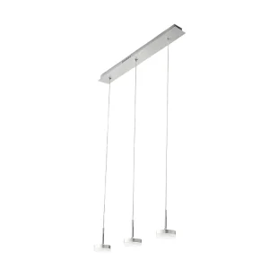 Fabas Luce Dunk 3-lichts hanglamp – 24W dimbare LED – Geborsteld aluminium Lineair design Fabas Luce Dunk 3-lichts hanglamp – 24W dimbare LED – Geborsteld aluminium Lineair design