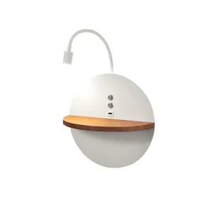 Dual – Wandlamp met plank en 15W LED-lamp Fabas Luce Touch dimmer – Mat wit met hout geïntegreerde USB Dual – Wandlamp met plank en 15W LED-lamp Fabas Luce Touch dimmer – Mat wit met hout geïntegreerde USB