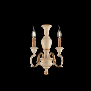 Fiorenza Applique en bois ivoire et feuille d'or 2 lumières .18 P.16 BL172-AP2-AV Fiorenza Applique en bois ivoire et feuille d'or 2 lumières .18 P.16 BL172-AP2-AV
